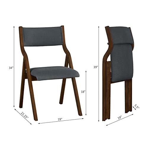 Ball & Cast Chaises Pliantes Tapissées Lot de 2, Chaise de Salle à Manger Pliable Confortable, Chaise de Réunion en Bois pour Cuisine Bureau, Facile à Transporter et à Ranger, Gris Foncé