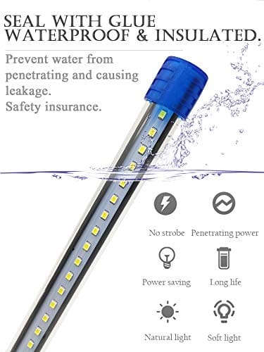 BPS Lampe LED à clip étanche et submersible pour aquarium pour éclairage de plantes Blanc/bleu 1w 20cm