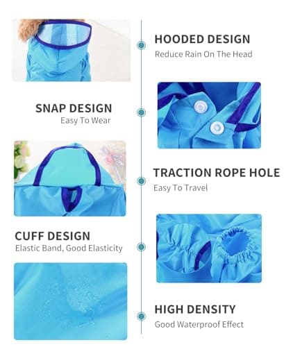 PETCUTE Imperméable pour Chien avec Capuchon, Imperméable pour Chien 100% étanche Ultraléger et aéré avec Poignets élastiques pour Chiens Moyens à Grands,Manteau imperméable pour Chiot,Rose,XS