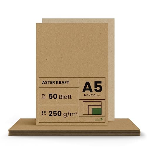 Netuno 50x papier kraft 250g A4 148 x 210 mm Aster Kraft carton kraft carton brun papier recyclé carton de bricolage papier vintage pour bricolage cartes de visite cartons de table marque-places