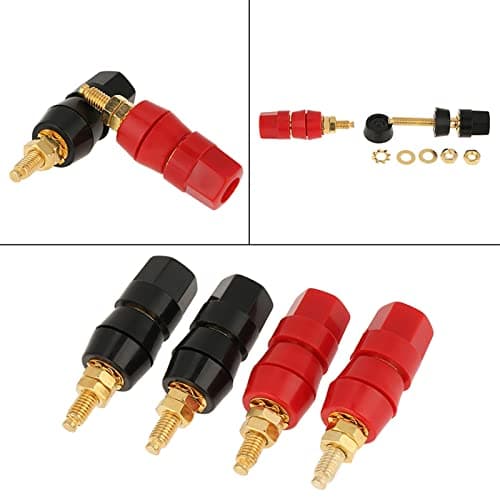AILOOCEDI Lot de 4 Prises Banane, Borne de Liaison de Haut-Parleur Audio Noir et Rouge pour Connecteur Adaptateur Prise Banane avec Borne de Fiche Banane de 4 Mm, Installation Facile des