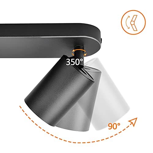 KYOTECH Plafonnier LED 2 Spots Orientables 2 GU10 Spots de plafond Pivotants & Orientables,Applique murale LED Noir mat,livré sans ampoules
