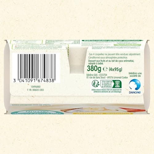 Blédina - Brassés 100% Végétal - Lait de Coco Pomme Banane - Dès 6 mois - 24x95g ( l'emballage peut varier)