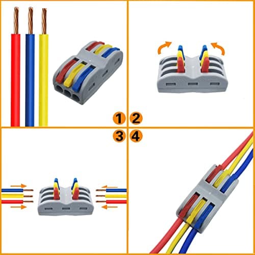 Connecteur Electrique, CESFONJER SPL-3 Bornes de Connexion, 3 in 3 out 6 Ports Compact Connecteur Ressort Bornier (13 Pcs)