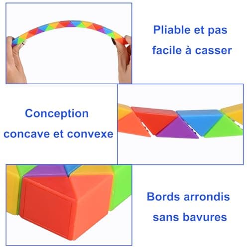 GOLDGE 15 pièces Serpent Magique, Mini Magic Snake Cube, Puzzle Cube Enfant Casse-Tête, Mini Twist Puzzle Twisty Toy pour Enfants et Adultes, Jouets Arc-en-Ciel, Idées Cadeau Anniversaire Enfants