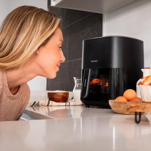 Cecotec Friteuse à Air sans Huile de 5,5 L Cecofry Fantastik Window 5500 Pack Fenêtre. 1500W, Technologie PerfectCook, 9 Modes de Cuisson, Tactile, Réglable 80-200oC, Fenêtre, Cuisson 60 min