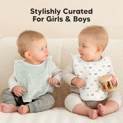 Pack de 8 bavoirs pour bébés KeaBabies pour filles, garçons, bavoirs bébé, bavoirs absorbants super absorbants, foulard bébé, nouveau-né, bavoir en coton biologique, bébé, bavoir bébé (Wilderness)