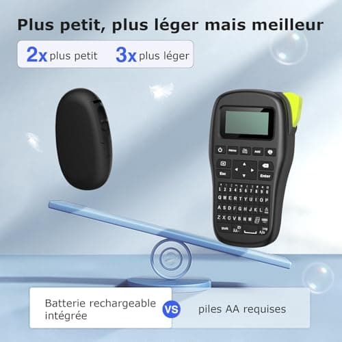 SUPVAN E10 Etiqueteuse inclut Étiquettes Autocollantes Imperméables, Smart App avec 40+ Polices, 150+ Modèles et 700+ Icônes, Idéale pour la Maison, la Cuisine, l'école, l'organisation et Le Bureau
