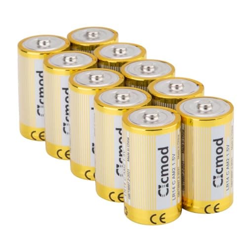 CICMOD Piles alcalines C Alkaline Batteries LR14 1,5V - Lot de 10 Piles Jetables Alcalines Longue durée