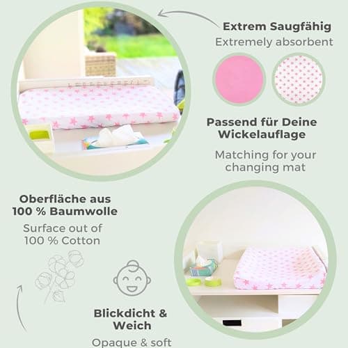 Lilly and Ben® Housse pour Matelas à Langer - Tissu Coton Éponge - Bébé Fille - Lot de 2 - Épais et Absorbant