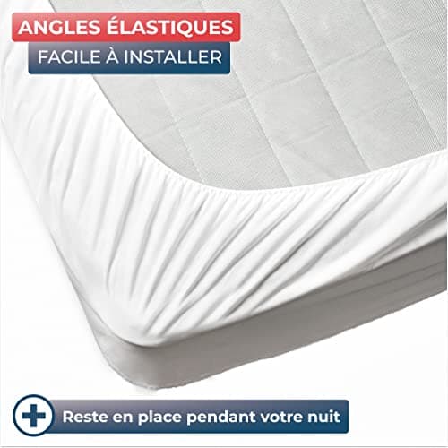 WRAPPYBAG Protège Matelas Imperméable 140 x 200 cm – Alèse en Coton Certifiée Oeko-TEX Bonnet 30cm – Housse de Lit Hypoallergénique (Acarien/Poussière/Transpiration) avec Attache Élastique