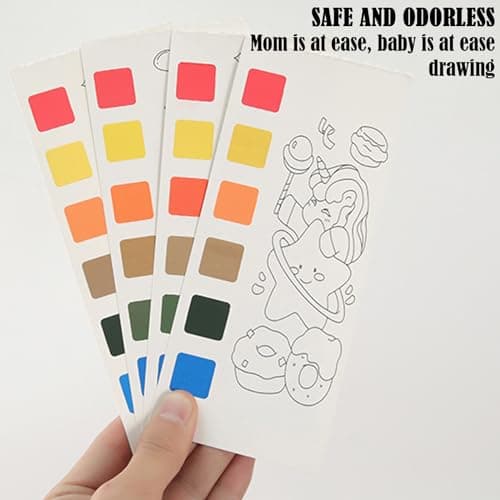 BDSHUNBF 40 Pages Mini Livres de Coloriage pour Enfants, Livre Peinture Aquarelle avec Pinceau Réservoir D'eau, Peinture à L'eau pour Enfants et Adultes, Dessins Aquarelle Watercolor Painting Book
