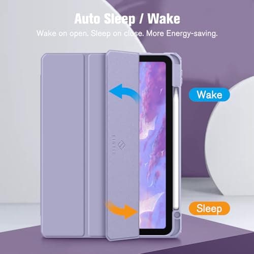 FINTIE Coque pour iPad Air 11 Pouces M3/M2 (2025/2024), iPad Air 5/4 10.9 Pouces (2022/2020) - [Rangement de Stylet] Housse Transparente Claire Etui Antichoc Veille/Réveil Auto, Lilas