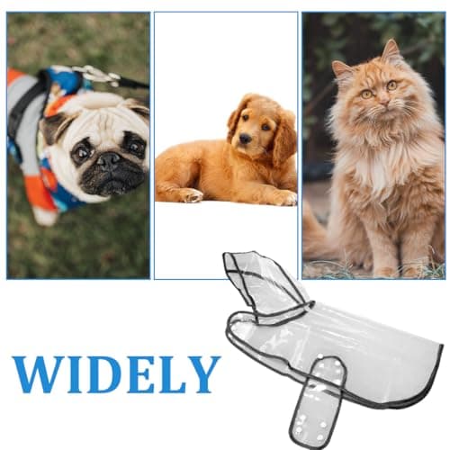 Imperméable pour Chien, Imperméable pour Chien avec Capuche en Nylon Transparent, Manteau imperméable pour chiens de petite taille et chats, réglable, avec capuche, transparent, M