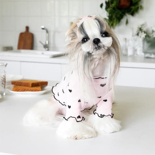 Yaopelky Vêtements pour petits chiens et chats – Été et automne – Chemise extensible à volants à manches longues pour chihuahua, schnauzer, Shih Tzu Yorkie (rose, taille S)