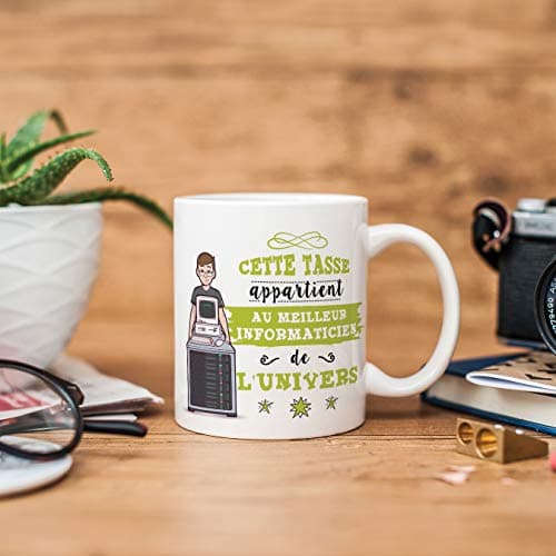Mugffins Informaticien Tasses Originales de café et Petit-déjeuner à Donner Travailleurs Professionnels - Cette Tasse Appartient au Meilleur Informaticien de l'univers - Céramique 350 ML