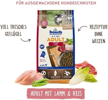 bosch HPC Adult avec de l'agneau & Riz| Aliments secs pour chiens adultes de toutes races - 1 x 3 kg