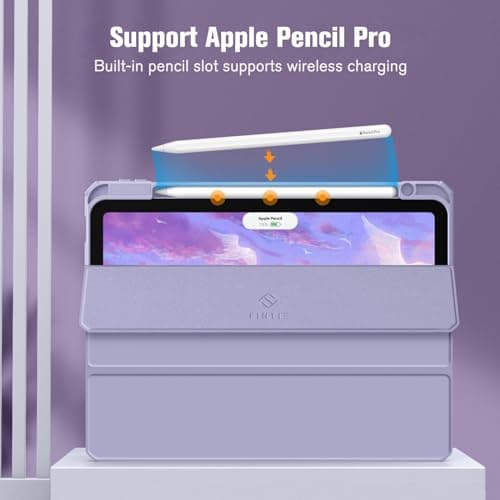FINTIE Coque pour iPad Air 11 Pouces M3/M2 (2025/2024), iPad Air 5/4 10.9 Pouces (2022/2020) - [Rangement de Stylet] Housse Transparente Claire Etui Antichoc Veille/Réveil Auto, Lilas