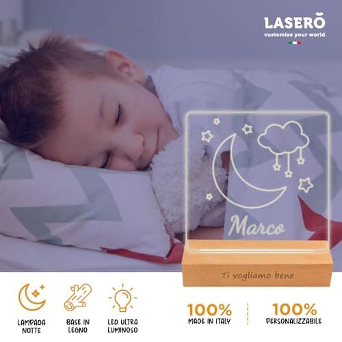 LASERÒ Veilleuse Bébé Personnalisé avec Prénom - Cadeau Naissance Fille - Lampe de Chevet Enfant Cadeau Bapteme Garcon (Fée)