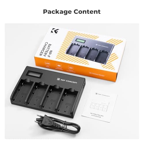 K&F Concept 4-Slots NP-F Batterie Chargeur avec Écran LCD, Euro Plug, Compatible avec Sony NP-F550 F570 F750 F770 F930 F950 F960 F970 Camcorder Li-ION Batterie