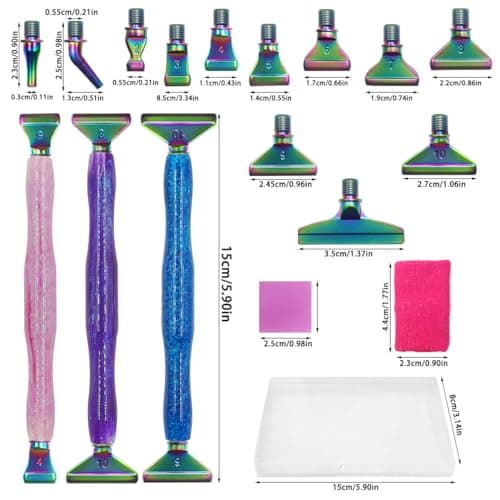 SENHAI Lot de 24 stylos pour peinture diamant - Pointes métalliques colorées - Embouts filetés 5D - Accessoires pour peinture diamant - Outils pour loisirs créatifs