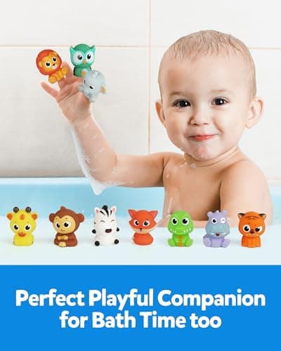 Coogam Jouets de motricité fine pour les tout-petits, 10 pièces d'animaux surprises marionnettes à doigts avec verrous numérotés, jeu de chasse aux pirates, jeu d'apprentissage Montessori cadeau pour