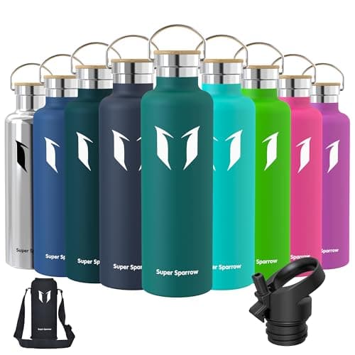 Super Sparrow Gourde Isotherme - Bouteille Isotherme - 1000ml - Gourde Inox Bouche Standard - Gourde Sport Étanche - Gourde Enfant sans BPA, pour Sport, Gym, Voyage