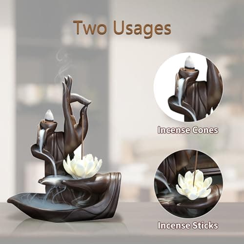 Brûleur Porte-cône d'encens Zen Lotus à Contre-Courant avec cône d'encens 10pcs, en céramique