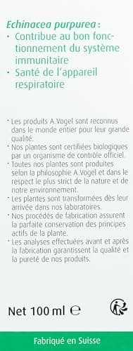 A.VOGEL-Echinaforce® – Complément alimentaire – Renforce le système immunitaire et santé de l'appareil respiratoire - Extrait de plante Fraîche d’Echinacée Bio – Solution buvable 100ml