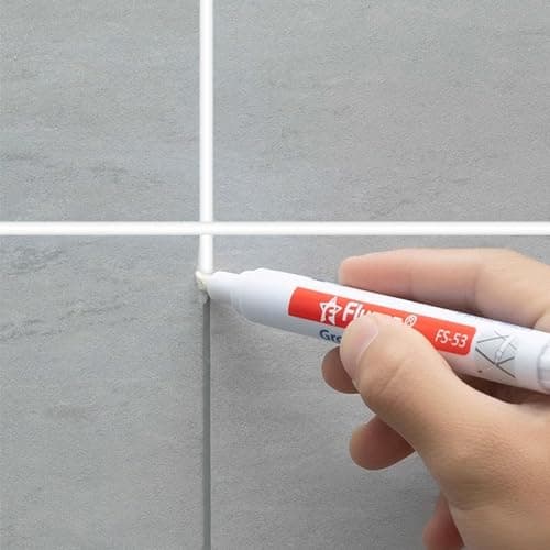 Lot de 6 goupilles d'étanchéité avec pointes de rechange, stylo de réparation de joints, stylo de réparation de carreaux, stylo de réparation d'interstices (gris clair/blanc)