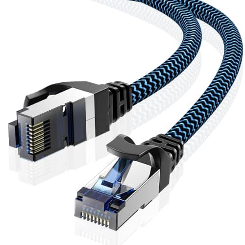 CABNEER Cable Ethernet 5M, Câbles Ethernet Cat 8 Réseau RJ45 Haut Débit 40Gbps 2000MHz Nylon Tressé Double Blindage Rallonge Ethernet Cat 8 Compatible avec Routeur Modem Décodeur TV
