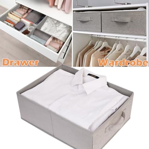 OVAKIA Organiseurs de Tiroir en Tissu, Lot de 4 Boîte de Rangement Vetement Pliables pour Rangement de Penderie, pour Vêtements Pantalons Chaussettes (Gris)