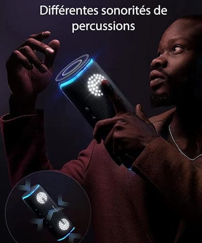 Decibelvibe Initial Tnz 7 - Enceinte Portable Bluetooth 5.3 Puissante (30W) Sans Fil, Étanche IPX7, Basses Profondes, 25H d'autonomie, Lumières LED, Couplage Stéréo Pour Intérieur et Extérieur. (Cyan)