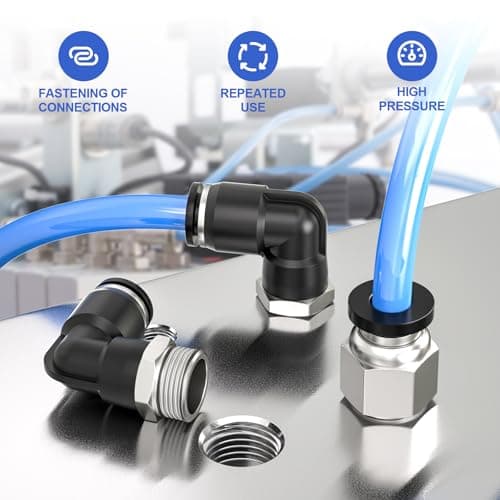 Bwintech 10 Pcs manchon de carte de 8mm à 1/8 "BSP mâle traversant et coude de 90 degrés raccord pneumatique, adaptateur de ligne d'air à libération rapide PL8-01 / PC8-01