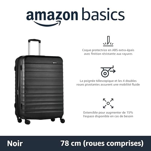Amazon Basics Valise de voyage à roulettes pivotantes, Noir, 78 cm