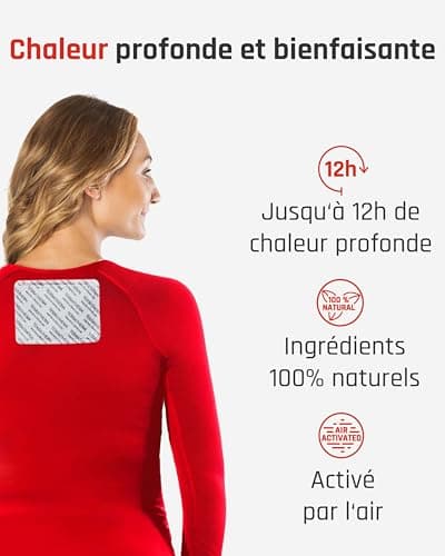 Patch chauffant dos, nuque et épaules – chaleur profondeur bienfaisante 12 h, chauffe-dos – chauffe-corps autocollant et activé par l’air – 30 pièces