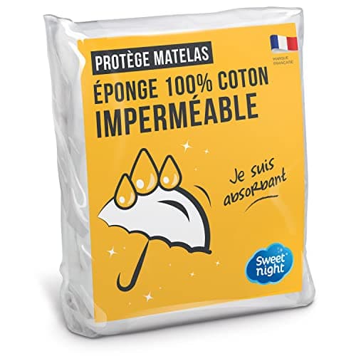 SWEET NIGHT Sweetnight - Protège Matelas 180x200 cm | Bouclette en Coton | Alèse Imperméable et Absorbante | Respirant et Silencieux | Compatible Grands Bonnets