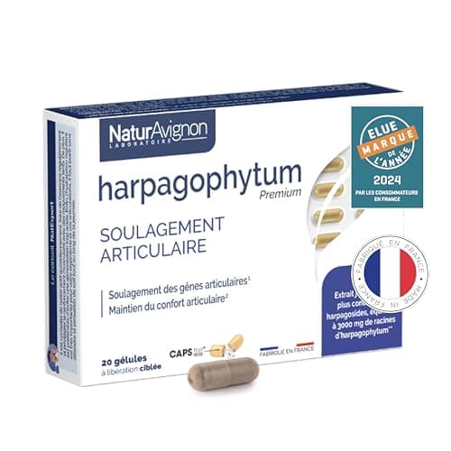 Laboratoire NaturAvignon Harpagophytum Gélules | Confort articulaire | Efficacité prouvée | Equivalent 3000mg de racine d'harpagophytum + Vitamine D3 | 20 gélules à libération ciblée (20 jours)