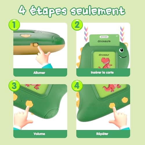 510 Mots Carte Flash Parlante Français, Jouer Enfants 2 Ans pour Enfants de 2 à 6 Ans, Cartes éducatives pour Enfants Cadeaux d'anniversaire Vert (Français/Anglais/Bilingue)