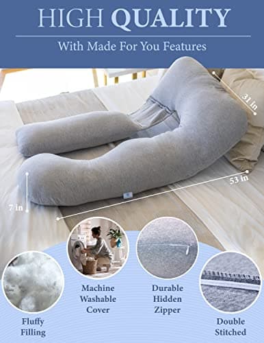 Pharmedoc Coussin de Grossesse - Coussin Allaitement en Forme de U, Coussin Maternité et Coussin Grossesse pour Dormir & Oreiller de Grossesse - Soutien pour Le Dos, Les Hanches, Les Jambes