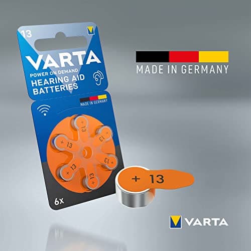 VARTA Piles auditives type 13, orange, lot de 60, Power on Demand batteries pour Amplificateur Appareil Auditif, pour Aide Auditive, Made in Germany [Exclusif sur Amazon]