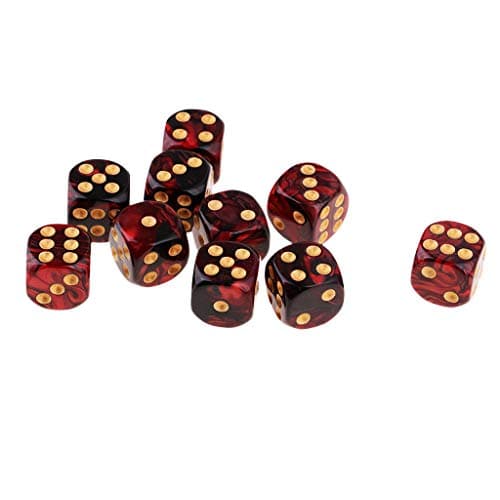 B Blesiya Set 10 Dés à Jouer 6 Faces en Résine Dice D6 D&D TRPG pour Jeux de Société Party Bar -16mm - Rouge + Noir