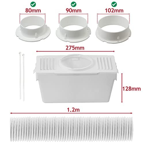 SPARES2GO Kit universel de condensateur de tuyau de ventilation pour sèche-linge avec 3 adaptateurs (1,2 m)