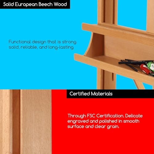 MEEDEN Grand Chevalet en Bois de Hêtre, H-Frame Chevalet de Peinture pour Adultes, Réglable 190 cm à 370cm, Peut Contenir des Toiles jusqu'à 236 cm,Chevalet à Roulettes avec Plateau de Rangement