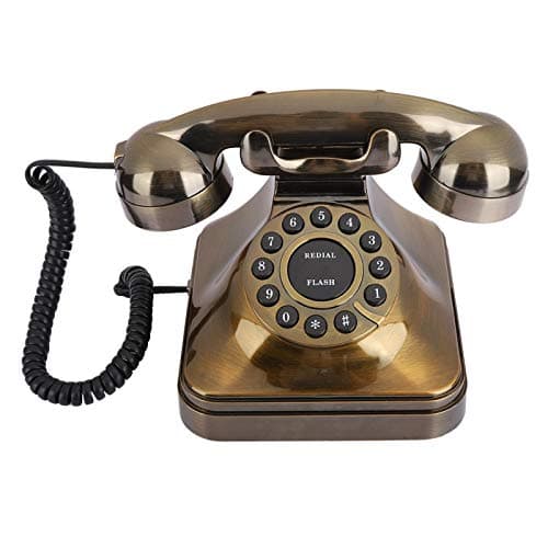 Sorandy Téléphone Antique - Téléphone Fixe Filaire Téléphone de Bureau Téléphone Vintage Rétro Telephone Filaire Grosses Touches pour Maison Bureau Hôtel Salon Décoration - Bronze