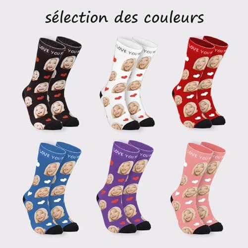 DPDP Chaussette Personnalisé avec photo-Cadeaux personnalisés pour hommes femmes, Cadeaux de Noël drôles pour hommes femmes