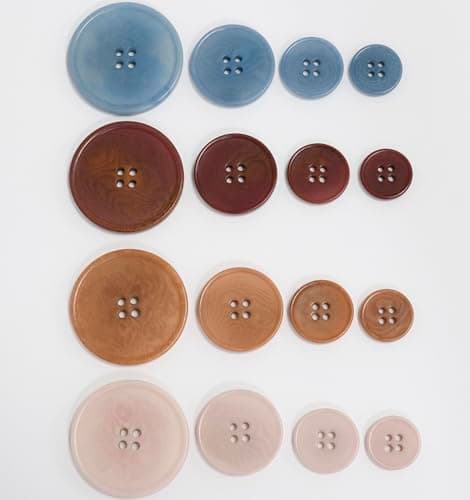 AERZETIX - C74133 - Lot de 10 Boutons à coudre ronds Ø15x2 mm à 4 trous 24L L24 - couleur bleu - en plastique - ouverture 1.5 mm - loisir créatif mercerie couture vêtements