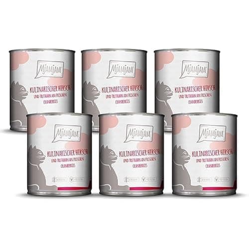 MjAMjAM - nourriture humide premium pour chats - gibier culinaire et dinde aux canneberges fraîches, paquet de 6 (6 x 800 g), sans céréales avec de la viande supplémentaire