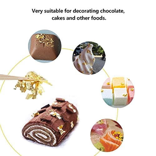 2 Bouteille Feuille d'Or, Flocon d'Or Alimentaire Gâteau Chocolat Décoration Flocon Bricolage Artisanat Feuille d'Or Maison Restaurant Décor Feuille d'Or(2)