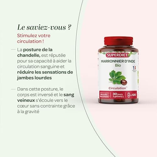 SUPERDIET - MARRONNIER D'INDE BIO - Circulation - Phytothérapie - Fabrication française - 120 gélules